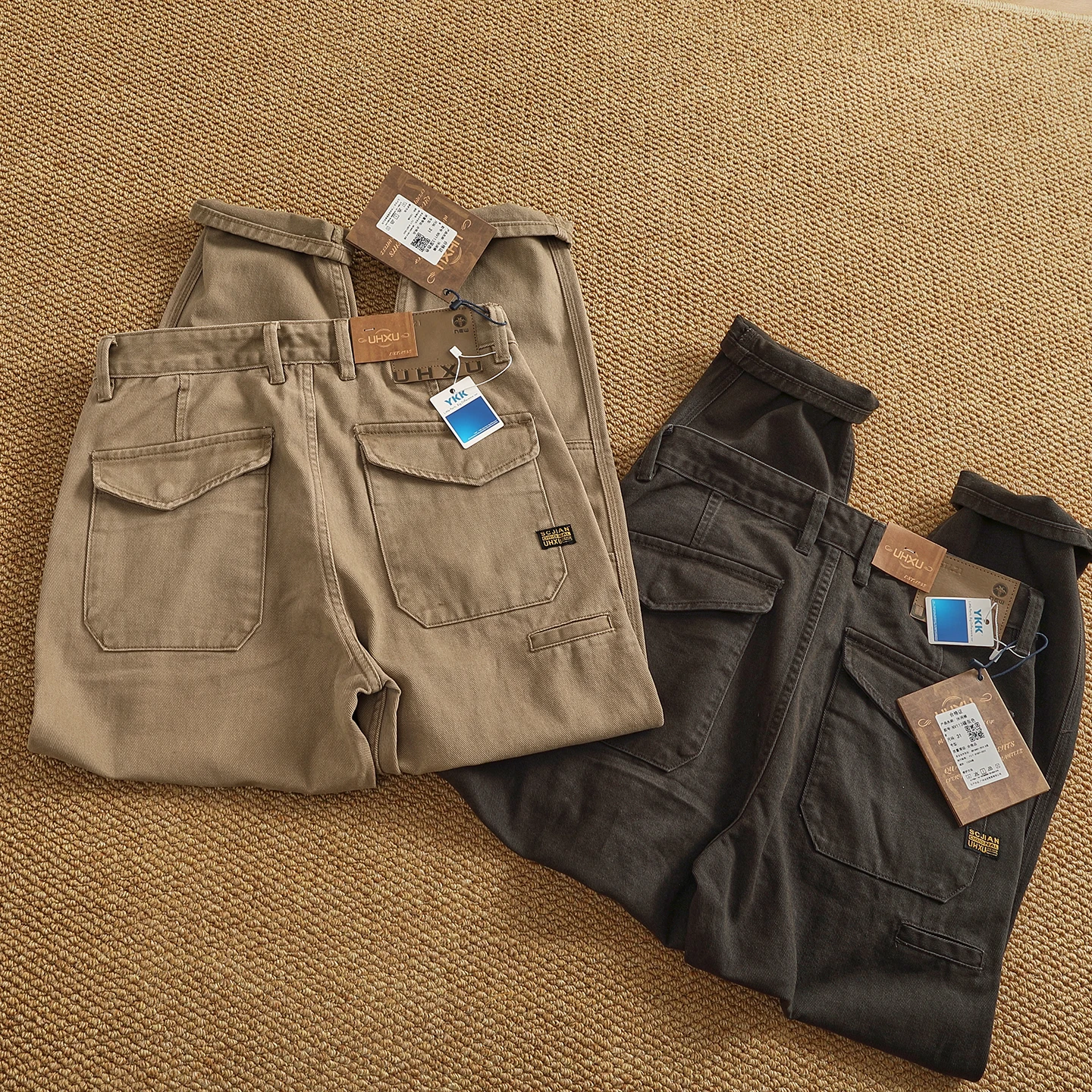 

Тяжелые хлопковые прямые мужские повседневные брюки, свободная рабочая одежда, брюки с широкими штанинами, осень-зима, Thiened Retro Sle