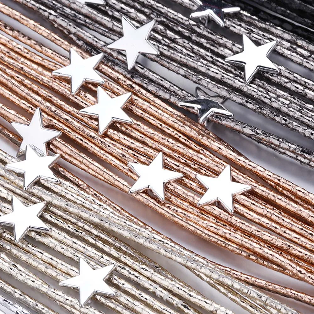 ALLYES Boho Glitter Filled Slim Strips Leather Bracelet for Women Fashion Cute Stars Multilayer Wrap Bracelets Charm Jewelry