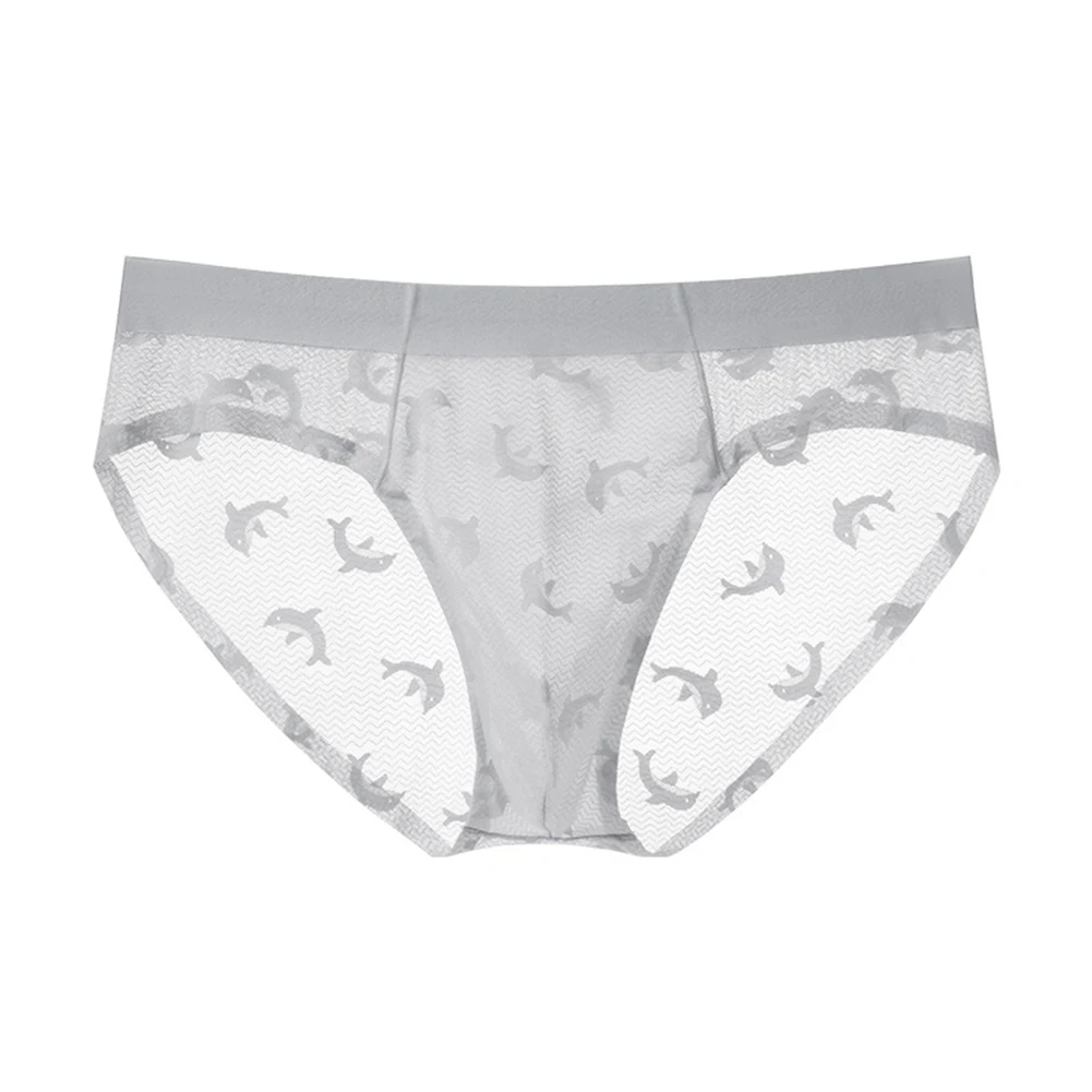 

Men's Ice Silk Briefs Underwear U Bulge Pouch Solid Jacquard Underpants Panties Bulge Pouch Solid Color Breathable Underpants