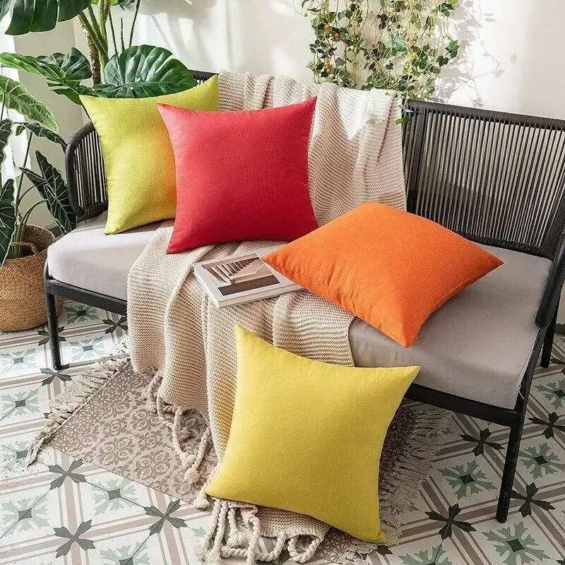 Decorative Outdoor Cushion Cover 50x50cm Waterproof Throw Pillow Cover Square Garden Pillowcase Shell For Sofa Bed Living Room