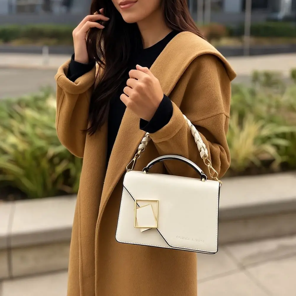 

Retro Flap Korean Style Women Crossbody Bag Adjustable Solid Color Fashion Armpit Bag Simplicity Chains Square Bag Go To Work