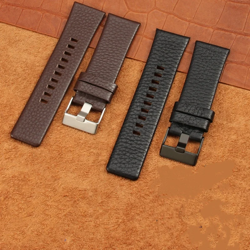 

22mm 24mm 26mm 28mm 30mm 32mm Lychee-patterned Matte Cowhide Leather Watch Strap Replacement for Universal Waterproof Watch Band