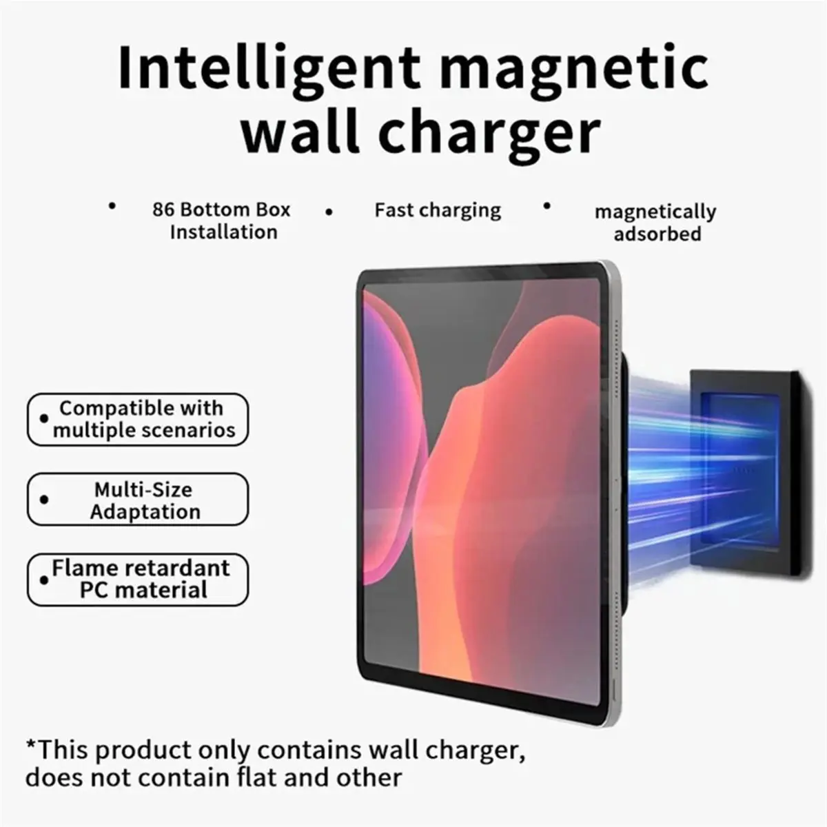 Magnetic Wall Mount Tablet Holder Wireless Charger Type-C USB-C Dock for Android Smart Home Control Panel Stand Mount