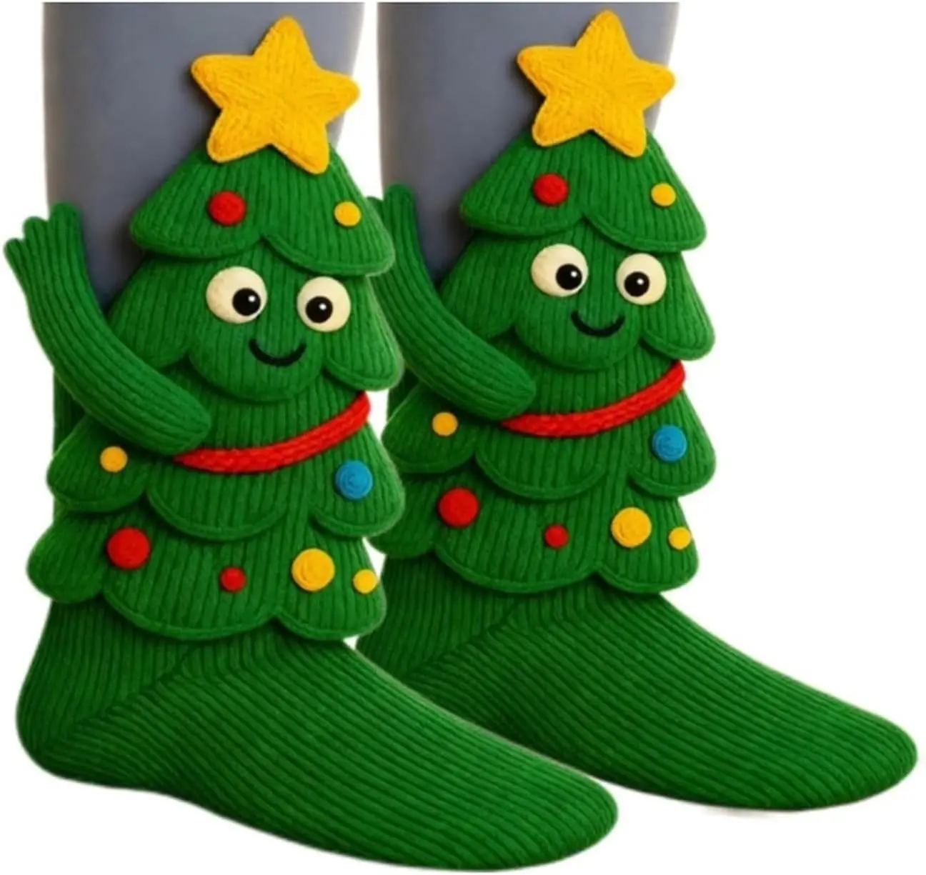 

3D Knit Christmas Socks, Funny Warm Xmas Tree Socks Handmade, Cute Cotton Animal-Themed Santa Claus Sock for Winter Novelty Gift