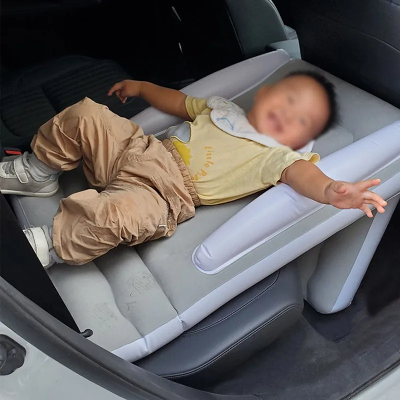 Foldable Car Rear Seat Inflatable Mattress- Thickened Plush High-Speed Rail Sleeping Pad