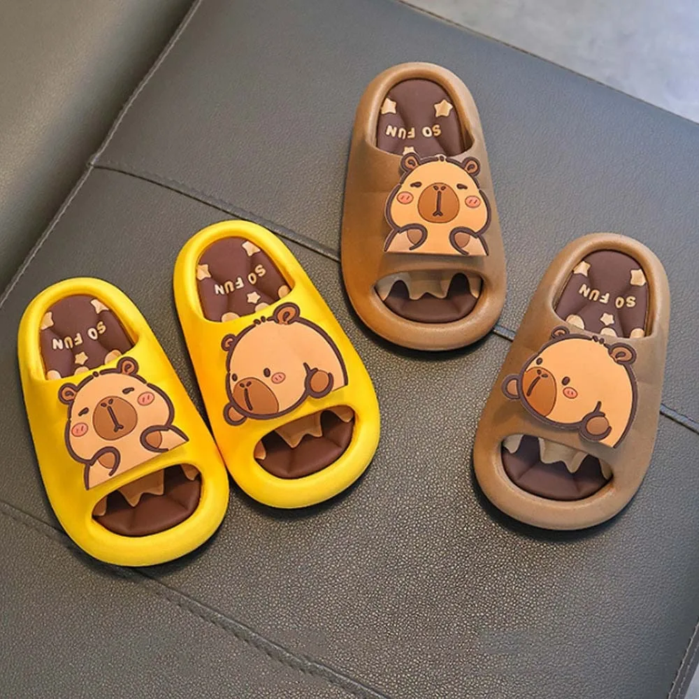 

Creative PVC Cute Capybara Slippers Thickened Anti-slip Cartoon Animal Slippers Rotatable Soft Children's Bathroom Sandals Boys
