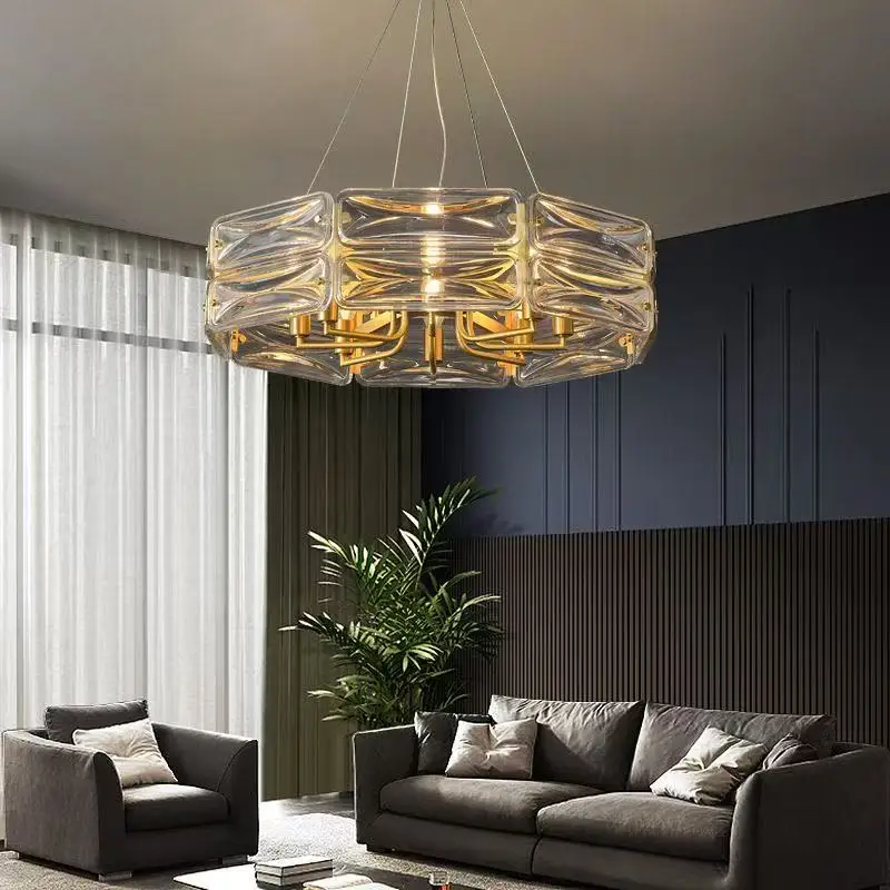 Modern Luxury All Copper Crystal Chandelier For The Master Bedroom Restaurant Living Room Pendent Lamp Indoor Lighting Fixtures