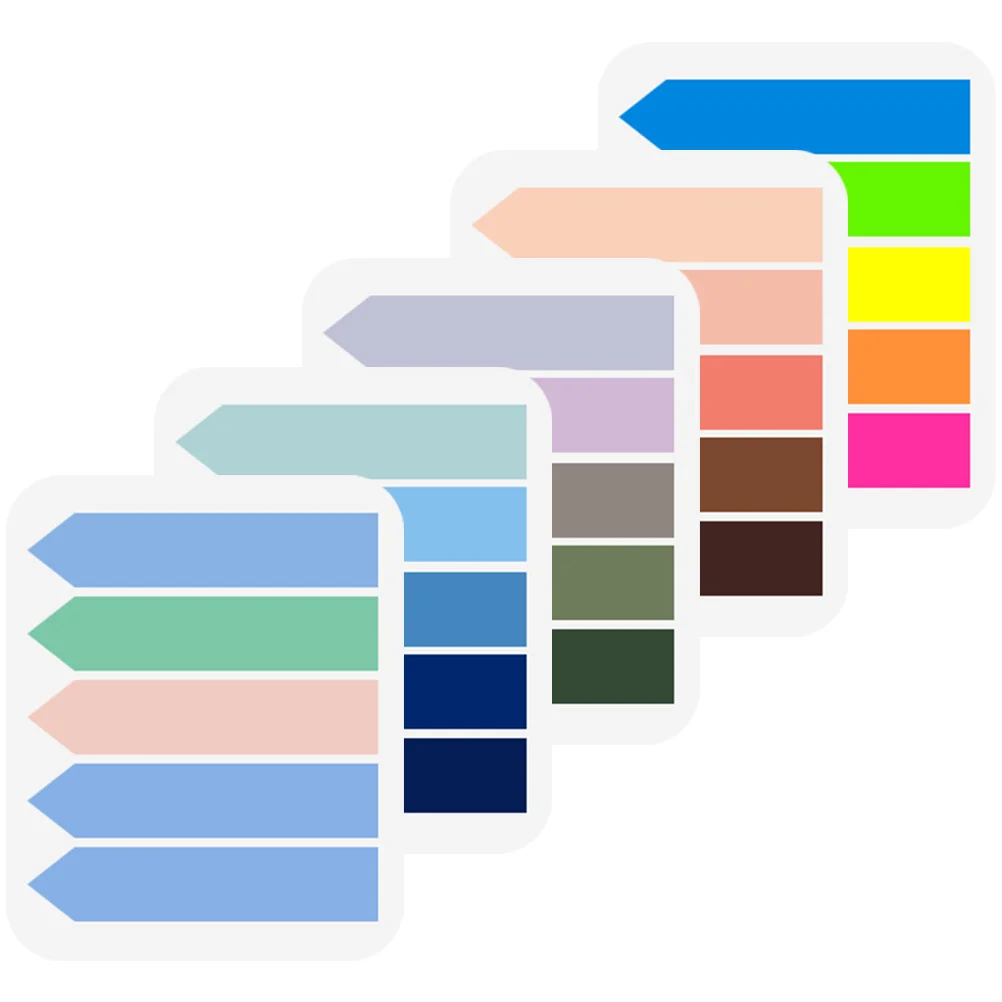 

5 Packs Pet Material Colorful Fluorescent Index Tabs Sticky Marker Stickers For School Office Removable Adhesive Memo Pad Page