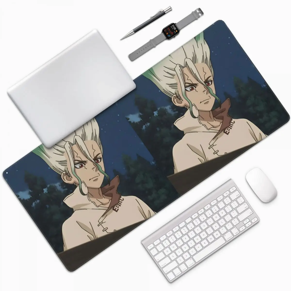 Senku Ishigami Dr Stone Apan Anime alfombrilla grande para ratón teclado de ordenador alfombrilla para ratón Gamer PC escritorio accesorios de oficina alfombrillas de mesa
