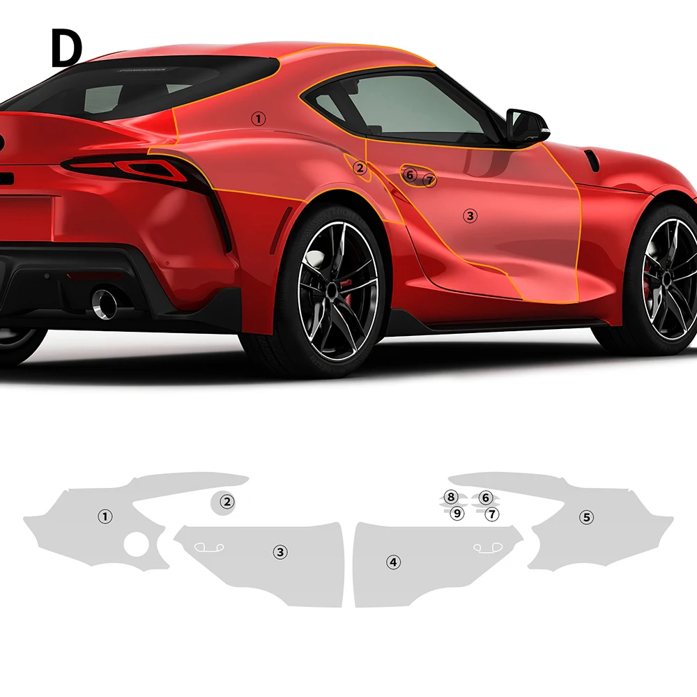 

Прозрачная защитная пленка из ТПУ для Toyota GR SUPRA 2019-2023, автомобильные двери, прозрачная внешняя пленка для защиты краски PPF