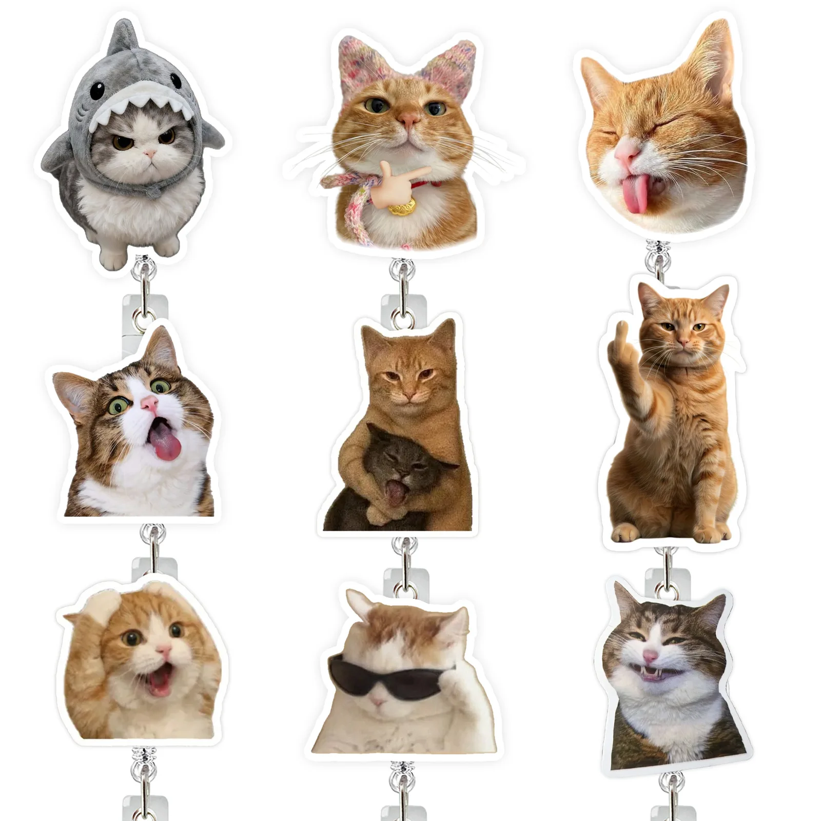 2026 New Design 1 Piece Funny Acrylic Anime Cat Retractable Nurse Badge Reel Doctor Student ID Card Holder Alligator Clip