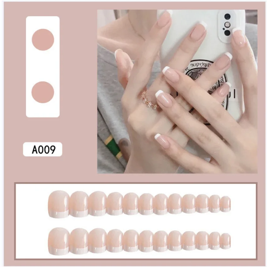 24Pcs/Set Melbourne Red Designs Handmade Press on Nails Full Coverage French Acrylic Wearing False Nails Stick Fake Nail Tips