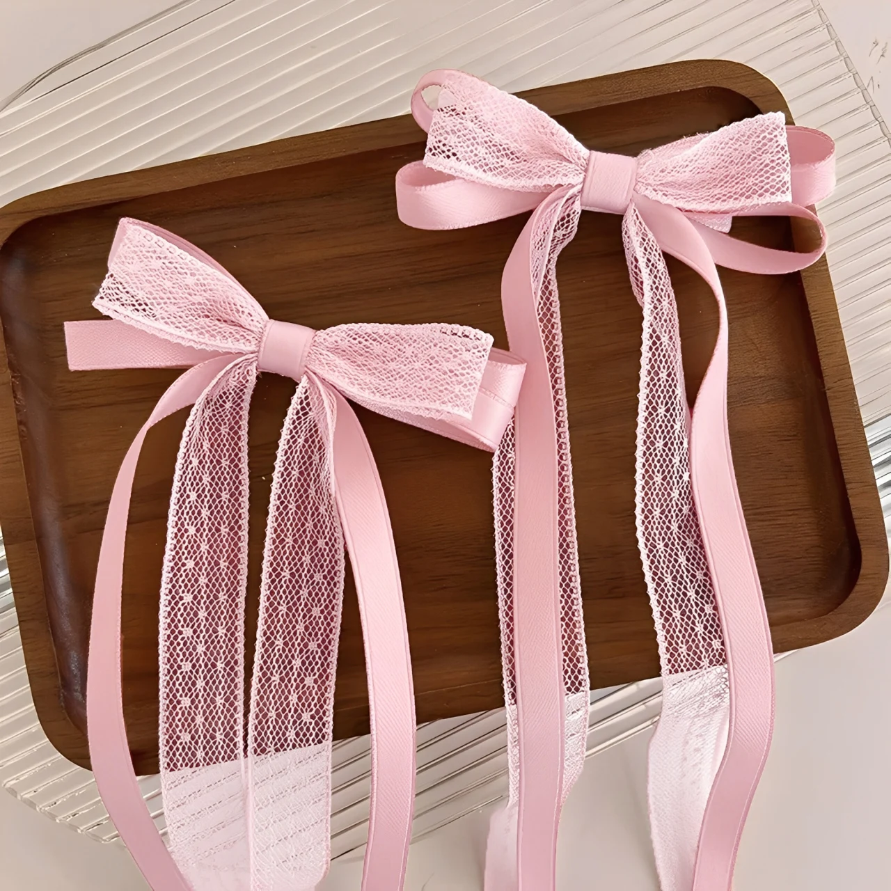 

RIBBON BOWS 2Pcs Sweet Long Tassel Hair Clip for Girls Ponytail Holder Hairgripes Lace Yarns Elegante Womens Exquisite Headwear