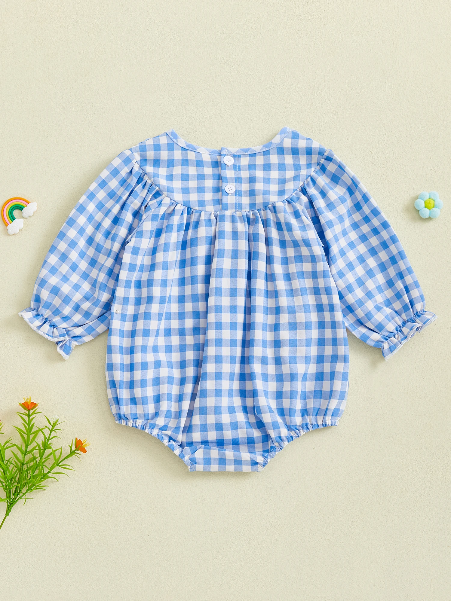 Toddler Boy Plaid Overall Pumpkin Patch Embroidered Smocked Short Sleeve Jumpsuit Adorable Autumn Outfit for Kids