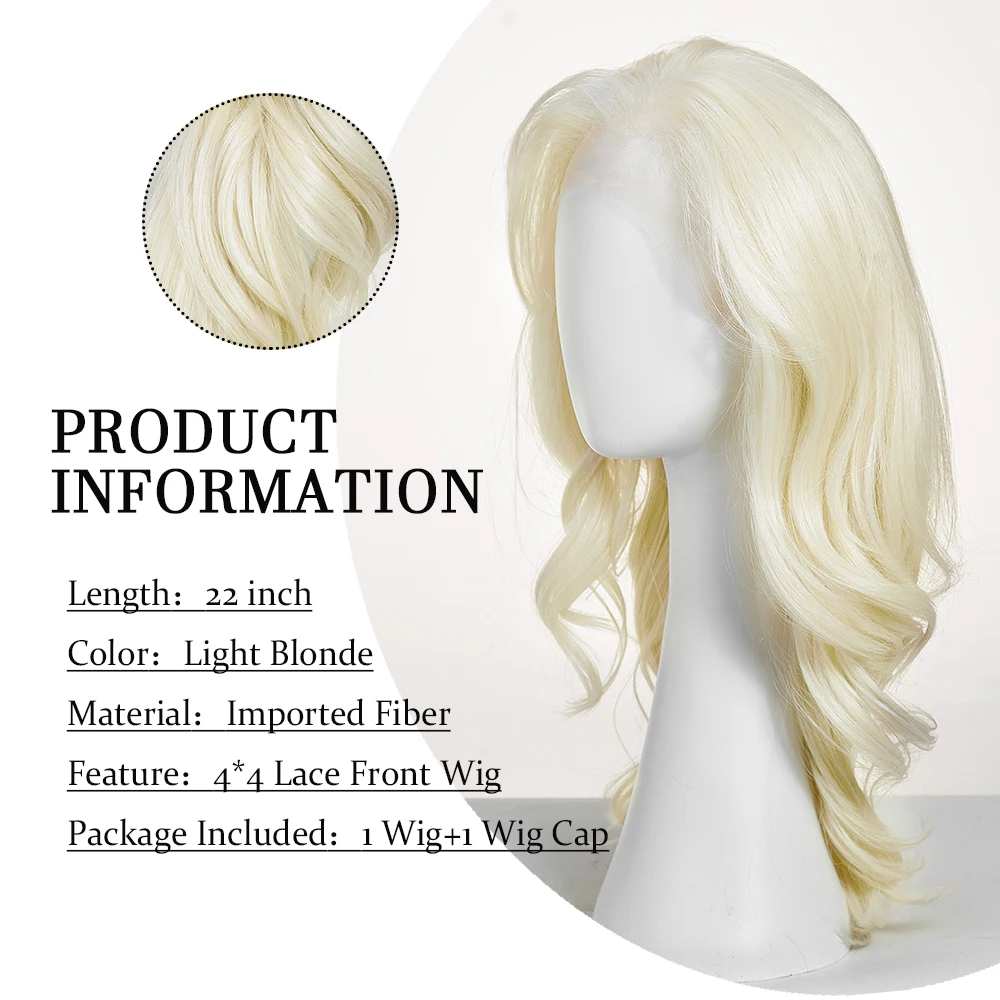 Light Blonde Lace Front Synthetic Wigs Long Wavy Curly Platinum Wigs for Women Daily Cosplay Heat Resistant Imported Fiber