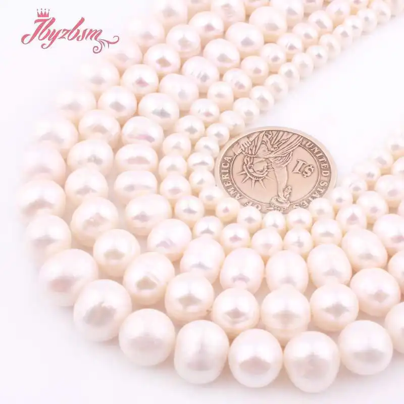 8-9/9-10/10-11mm Nearround High Punch White Natural Freshwater Pearl Beads for DIY Necklace Bracelet Earring Jewelry Making 15