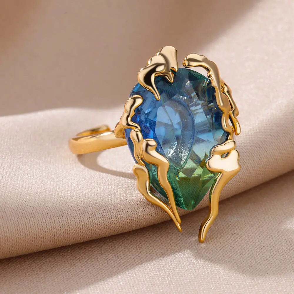 Anillos de corazón de circón para mujer, anillo abierto de Color dorado de acero inoxidable, diseño de tendencia, joyería impermeable para boda,