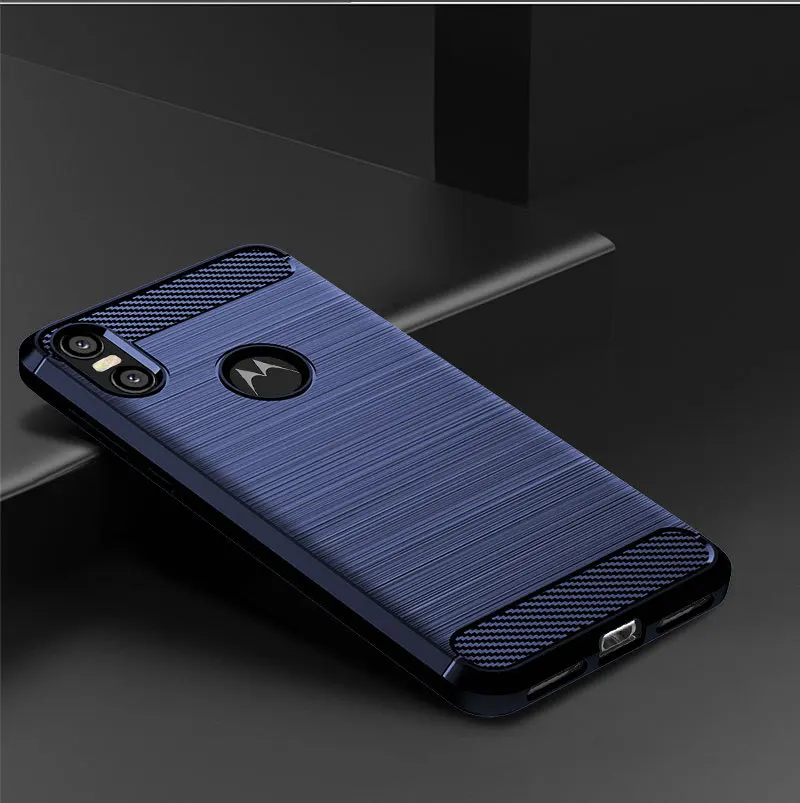 Shockproof Carbon Fiber Case for Moto One Brushed Texture Rubber Silicone Case for moto p30 play Soft Phone Cover