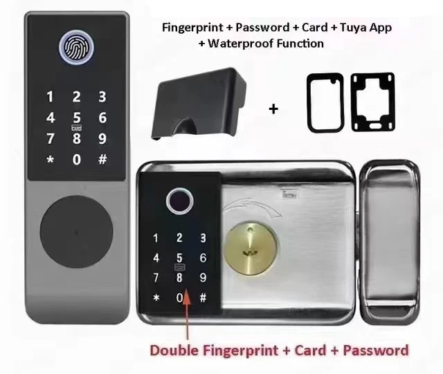 مقبض الباب الرقمي بطاقة التعريف بالإشارات الراديوية مفتاح مقاوم للماء بصمة قفل ذكي على الوجهين قفل الباب حافة بصمة الإصبع