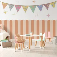 Multicolor Vertical Scalloped Wallpaper Nursery Child Wall Art Kids Room Living Room Home Decor Waterproof Peel and Stick