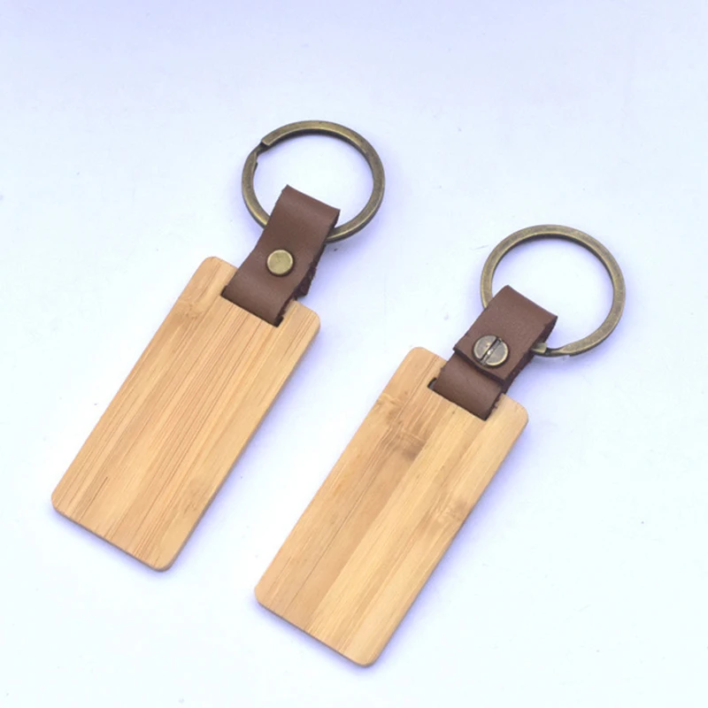 60Pcs Unfinished Wood Key Blanks, Rectangle Wooden Key Tags