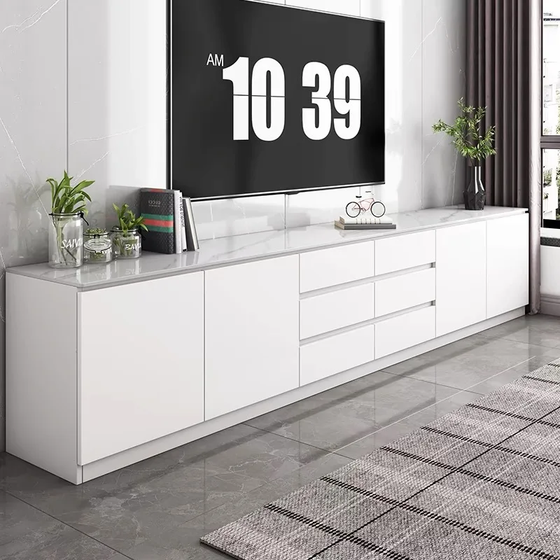 

Slate TV cabinet High floor-to-ceiling solid wood living room Modern simple locker Bedroom TV cabinet Integrated against