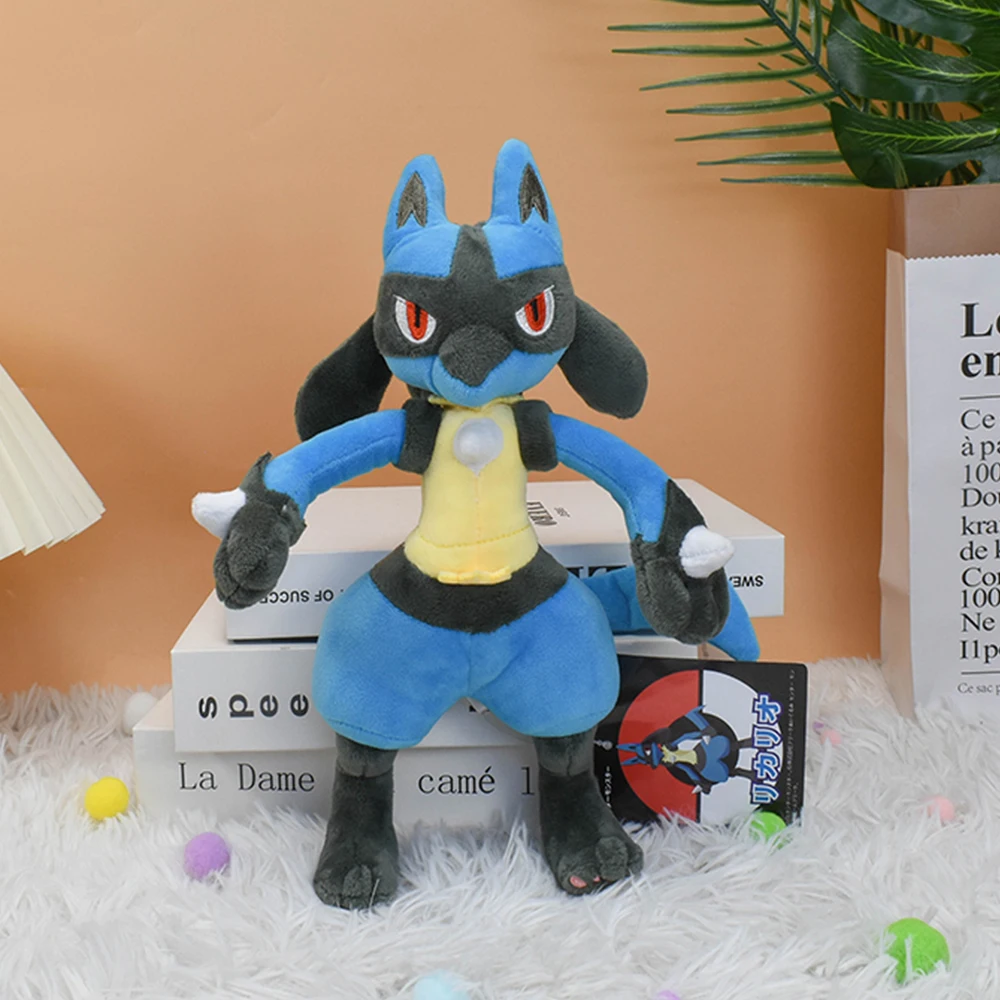 Pokemon Lucario Riolu Plush Toy Shiny Yellow Lucario Soft Stuffed Doll Super Mega Lucario Evolution Version Halloween Xmas Gifts