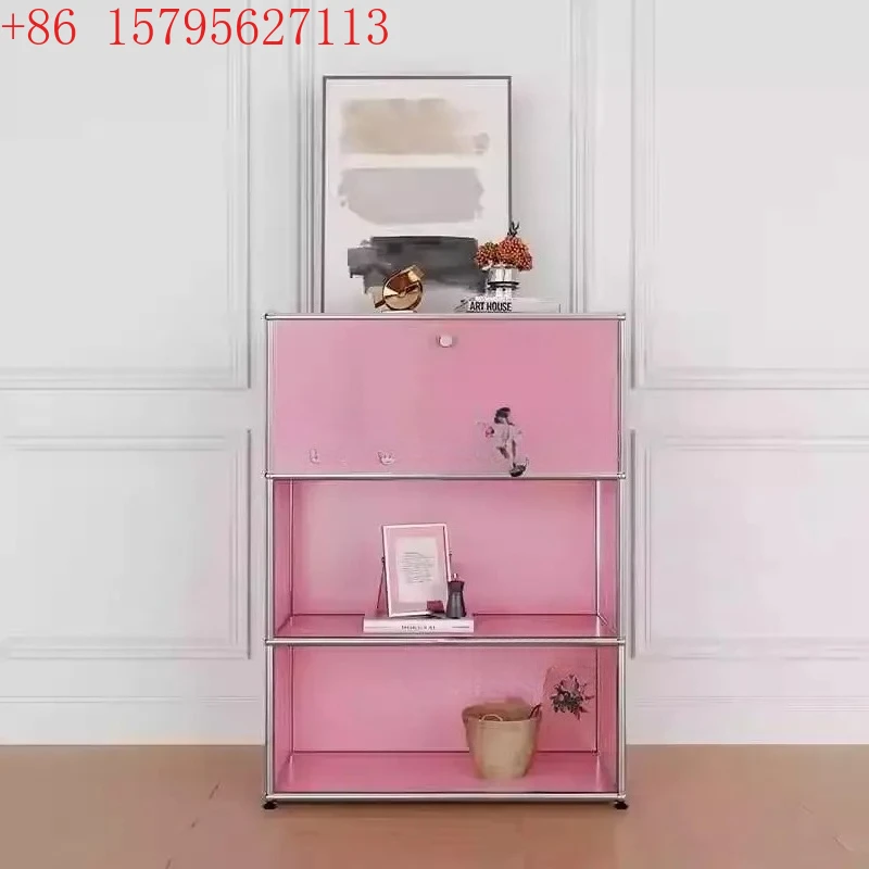 

USM simple pink combination cabinet stainless steel TV cabinet, medieval dining side, minimalist locker CQY