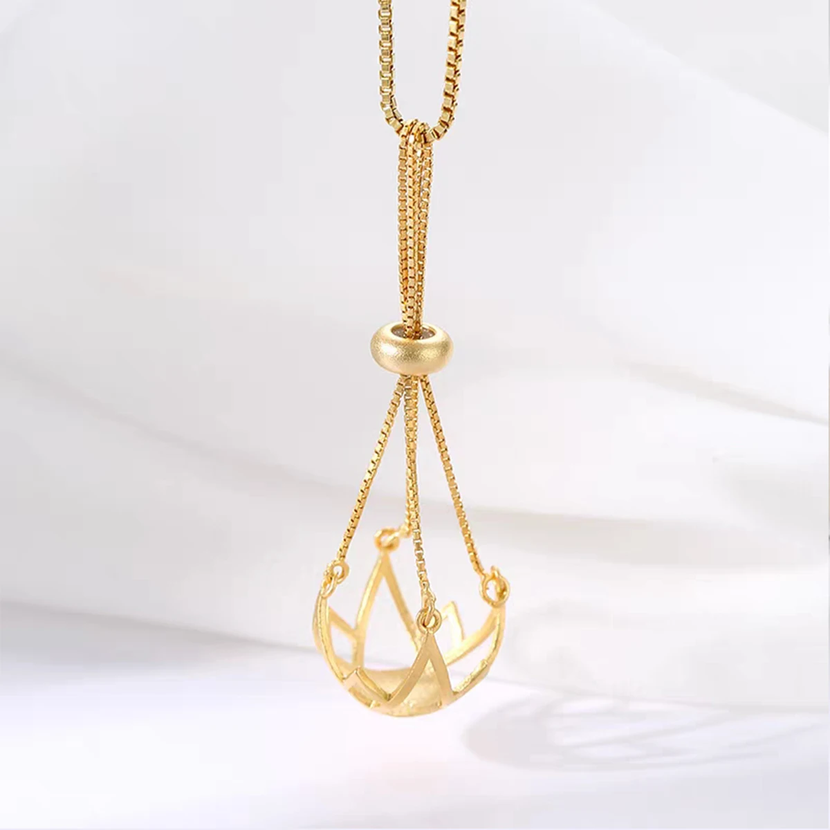 925 Solid Sterling Silver Pendant Setting without Chain Pearl Cage Pendant Mounting Pendant Blank for Necklace Jewelry Making