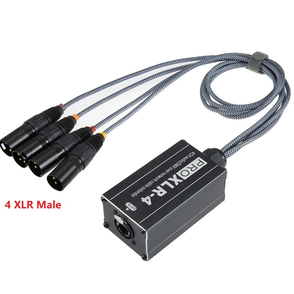 1Pair XLR Male/Female 4 Channel Snake 3Pin XLR/DMX to Ethercon RJ45 Cat5/Cat6 Ethernet Extender for Live Stage, Black