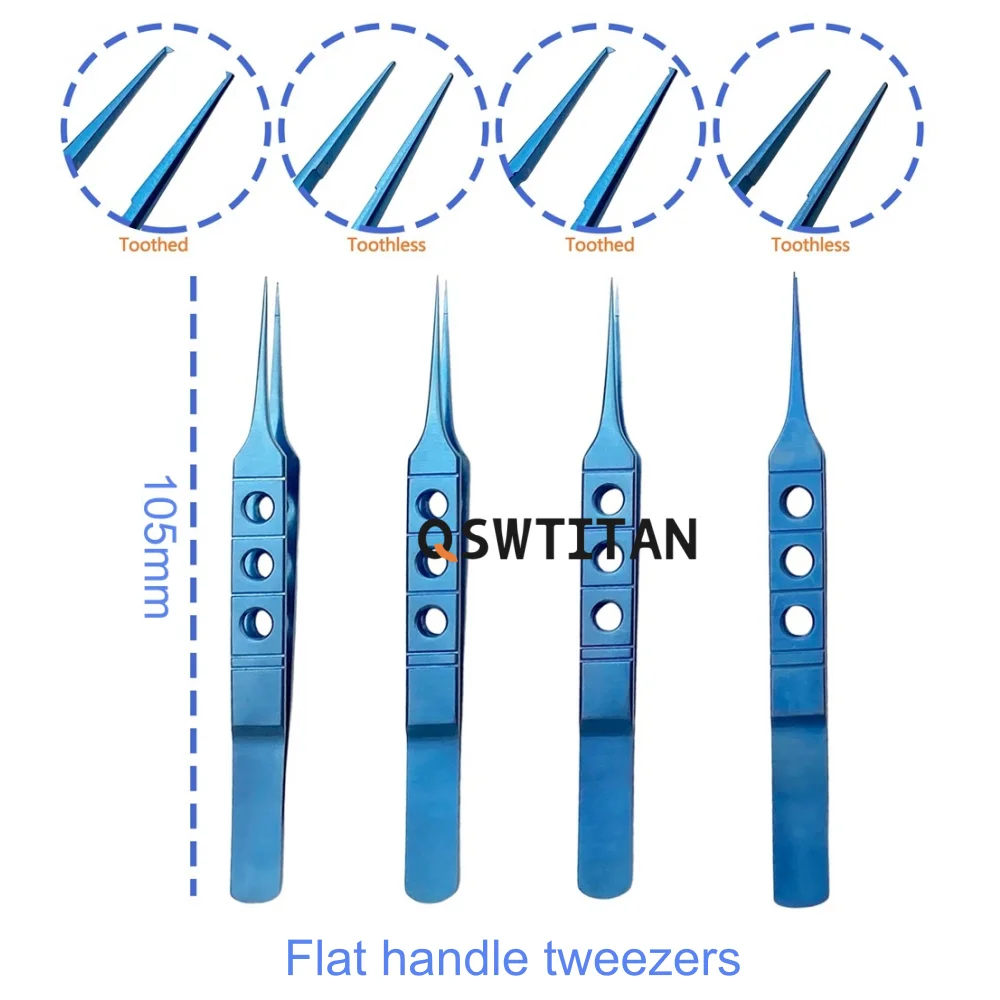 8PCS Titanium/Steel Ophthalmic Set with Sterilization Box Eye Surgery Tools Straight Curved Needle Holder Tweezers Scissors