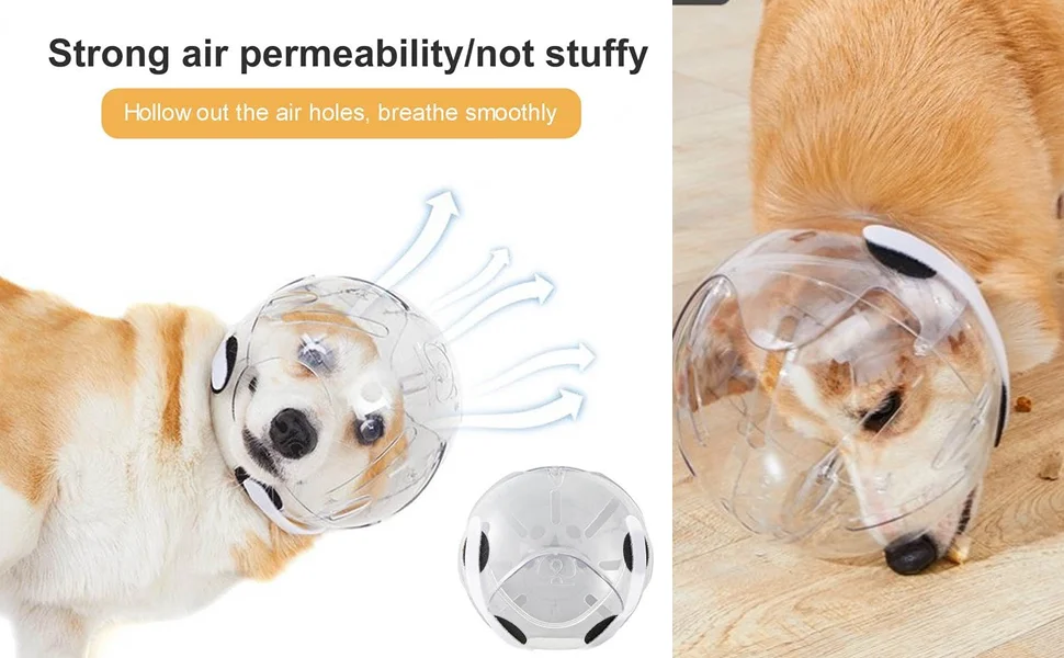 ABS Cat Hood Dog Muzzle Adjustable Neck Size Bubble Helmet Anti Bite for Dog Collar Training