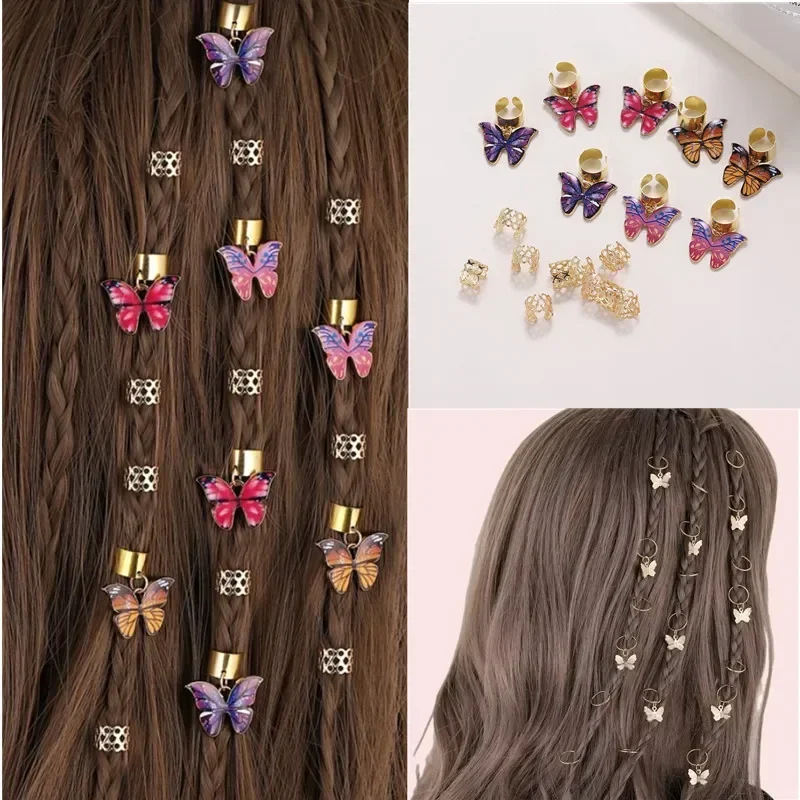 5-20pcs Boho Butterfly Hair Ring Accessories  for Braids Dreadlocks Beads Hair Dread Locks Hair Braiding