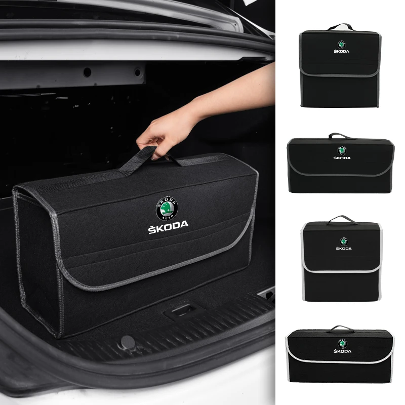 Car Trunk Storage Box Felt Stowing Bag Tools Organizer Accessories For Skoda Octavia Rapid Kodiaq Superb Derivative Karoq Fabia