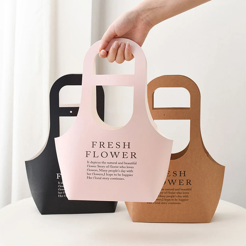 Caja de flores para embalaje, envoltura de rosas, bolsa de papel Kraft impermeable de mano, bolsa de regalo para decoración de boda, bolsa de embalaje para ramo