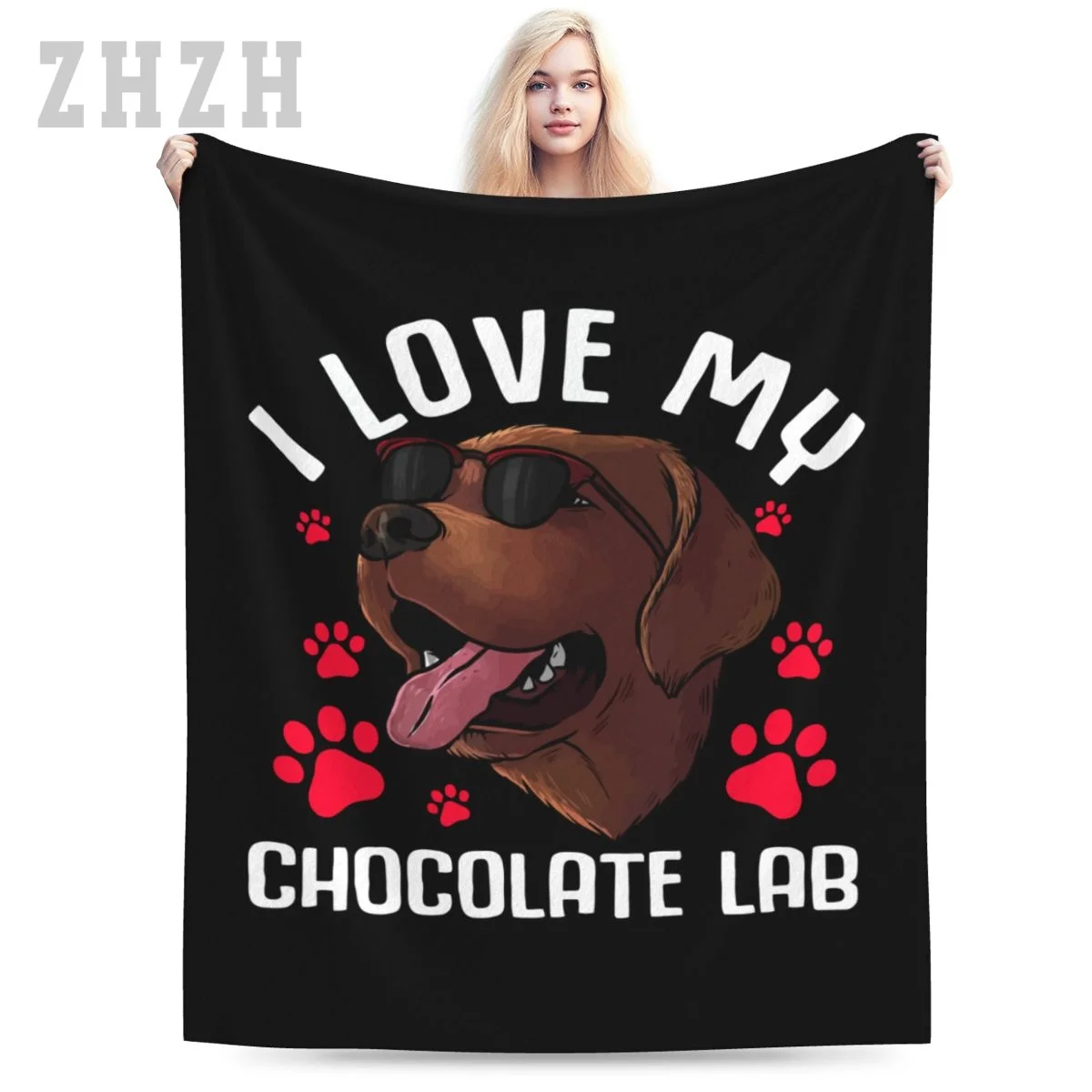 Blanket I Lover My Chocolate LAB Labrador Retriever Dogs Flannel Multifunction Camping Sofa Cover Keep Warm