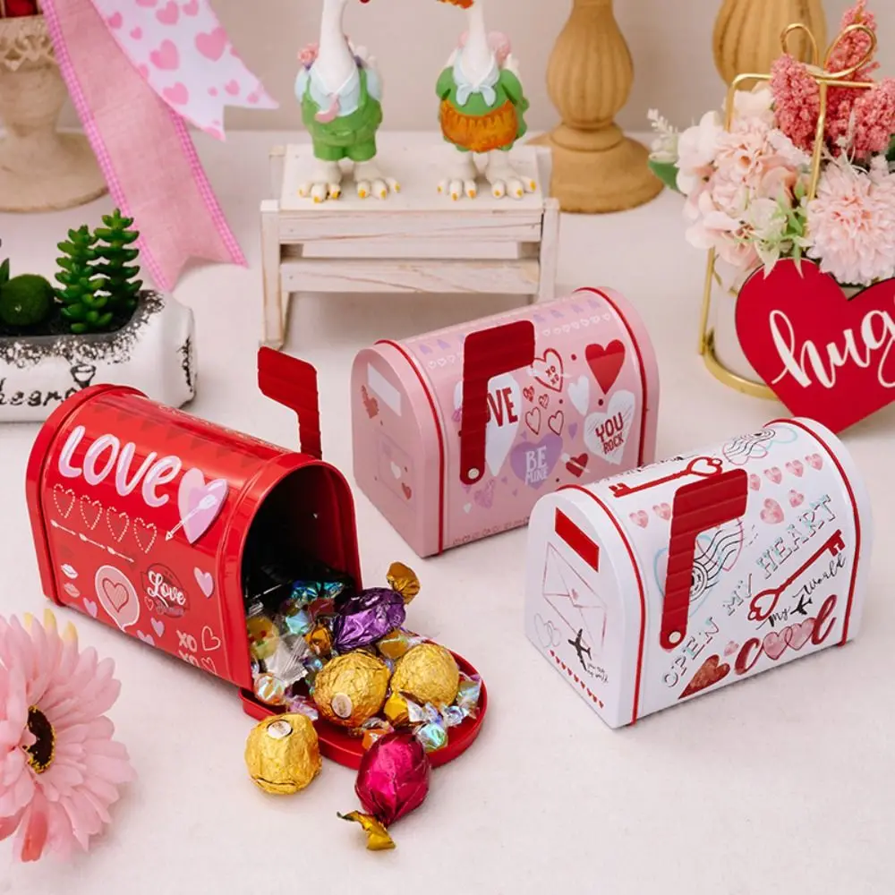 Mini Valentine's Day Mailbox Candy Box Iron Romantic Candy Treat Storage Box Exquisite Tinplate Candy Box Party Favor Gifts