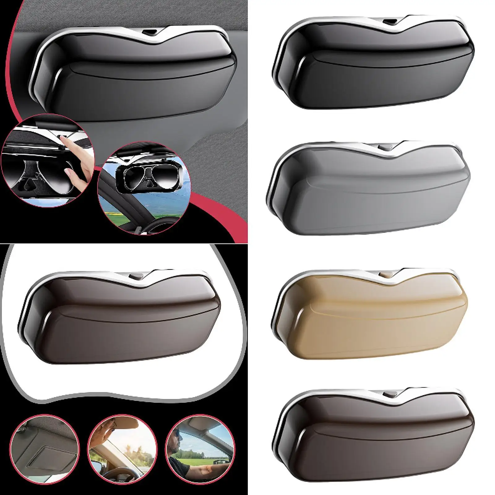 

Generic Car Sun Visor Sunglasses Holder Storage Case Automotive Interior Accessories Men Women Clip Container Auto Glasses Case