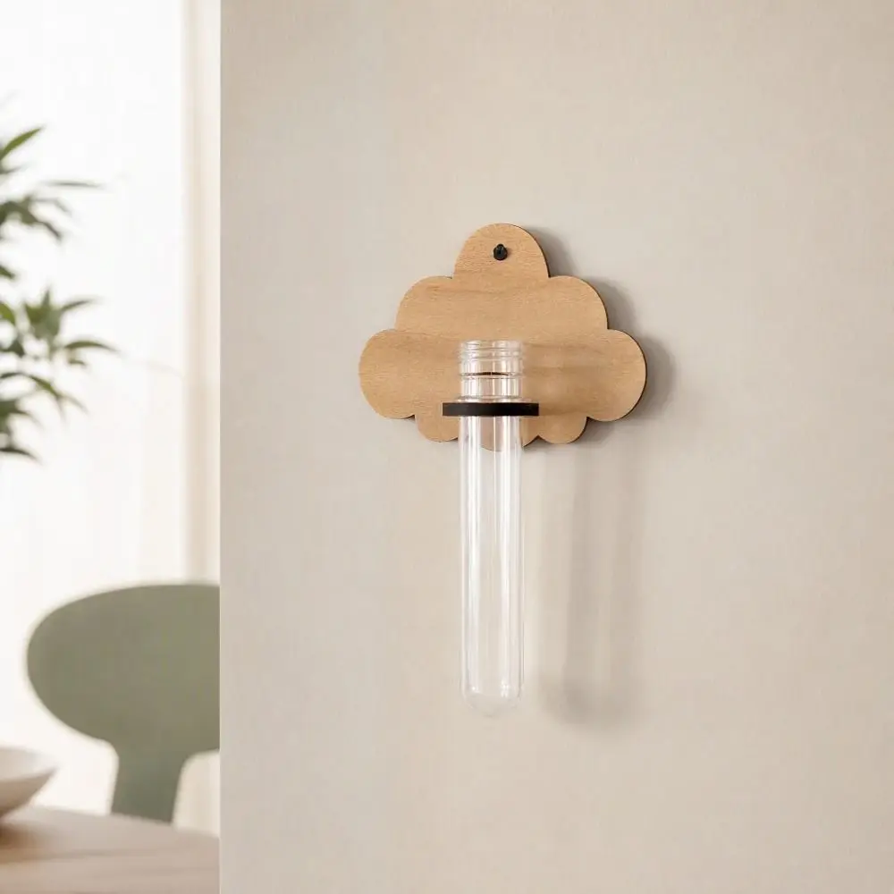 Flower Holder Wooden Hydroponic Planter Shelf Vase Leaf Shape Wall Mounted Planter Retro Cloud Flower Pot Home Decor
