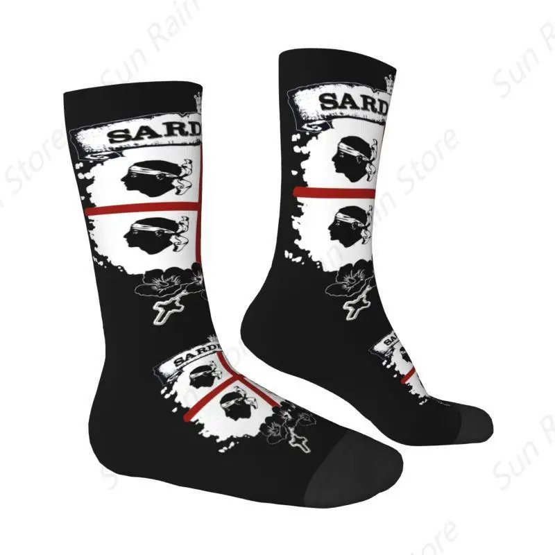 Harajuku Sardinia Flag Four Moors Socks Women Men Warm 3D Print Italy Sardegna Coat of Arms Sports Basketball Socks