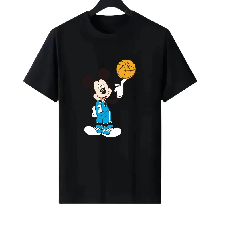 

Disney Mickey Mouse Pattern Woman Parent-child Clothing Round Neck Print Ladies Cheap Y2k Short Sleeves T-Shirt Men Sweatshirts