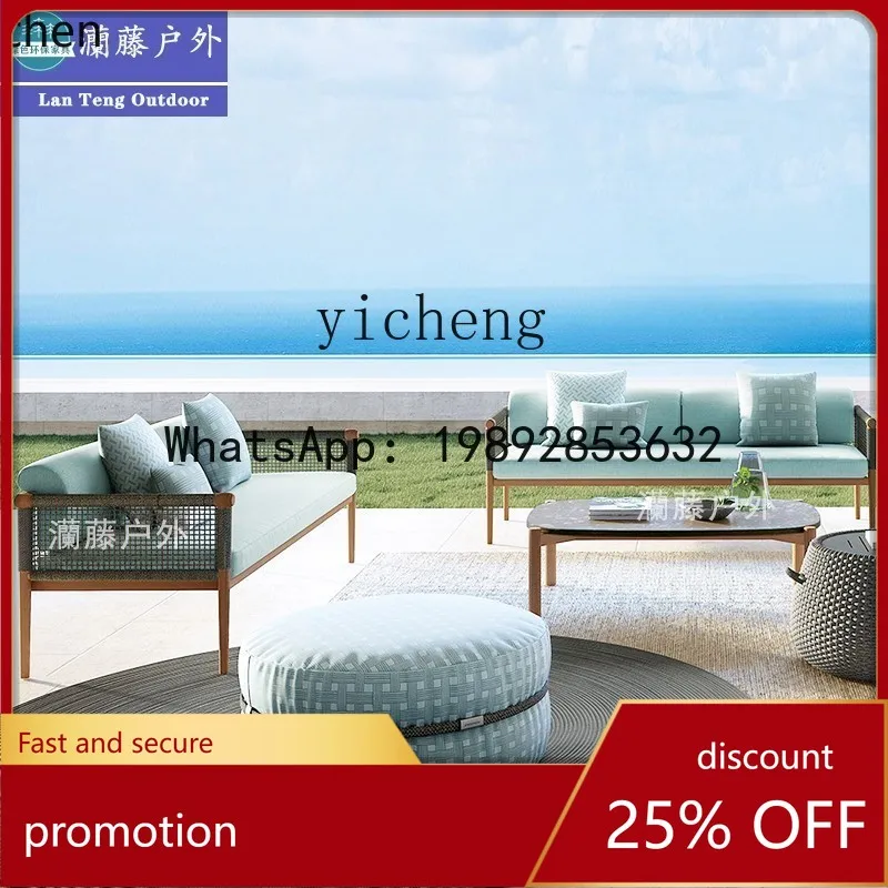 

YFY Outdoor Courtyard Rattan Woven Sofa Anti-corrosion Solid Wood Garden Balcony casual Rattan Sofa