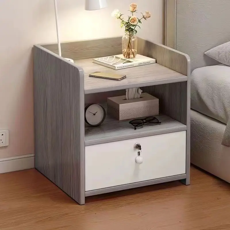 

Bedside table simple modern bedroom lock storage bedside cabinet home furniture locker simple bedside rack