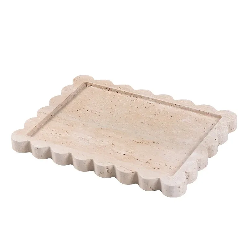 

Wabi Sansan ретро натуральный желтый травертиновый поднос для фруктов, высококачественный обеденный стол для гостиной, чайный столик и тарелка для закусок