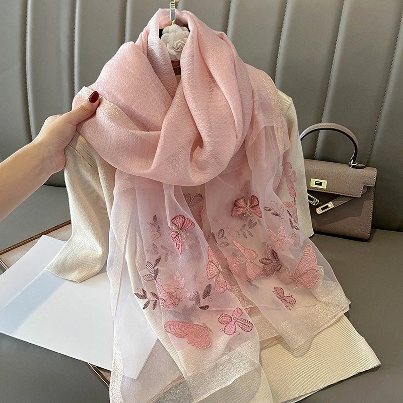 

Design Women Silk Scarf Sunscreen Shawl Summer Travel Long Scarves Seaside Holiday Beach Towel Beachwear Pashmina Poncho Bufanda