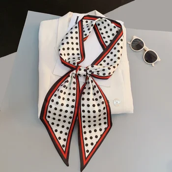 Vintage at baskı uzun saç bandı şerit kadınlar için ipek saç aksesuarları 2021 Trend kız yay eşarp kafa bandı kravat