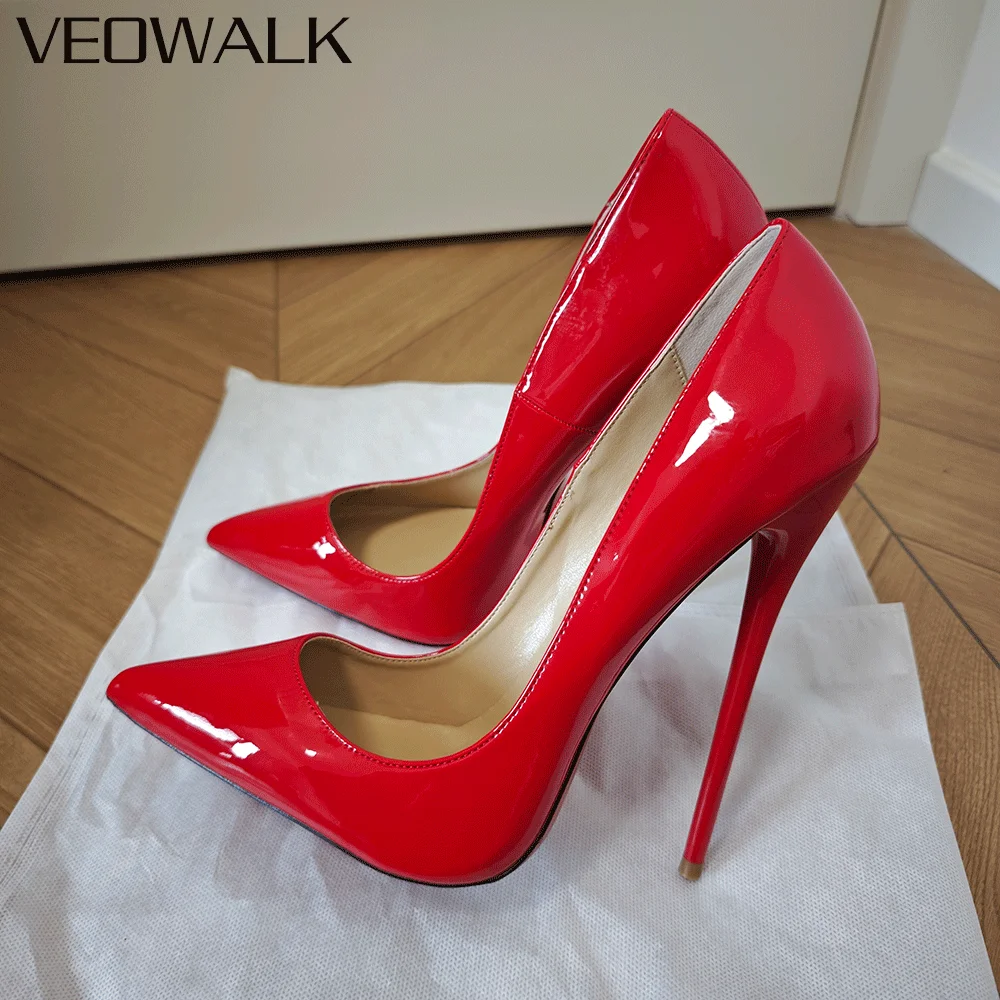 

2026 New Fashion Designer 16cm Extreme High Heels Glossy Red Slip on Pumps Sexy Pointed toe Pole Dancing Stage Cosplay Shoes