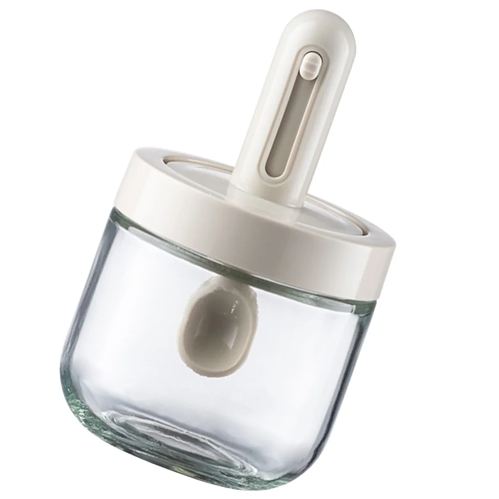 

Glass Seasoning Storage Jar Kitchen Salt Pepper Spice Container Condiment Holder with Spoon Glass Jar with Spoon