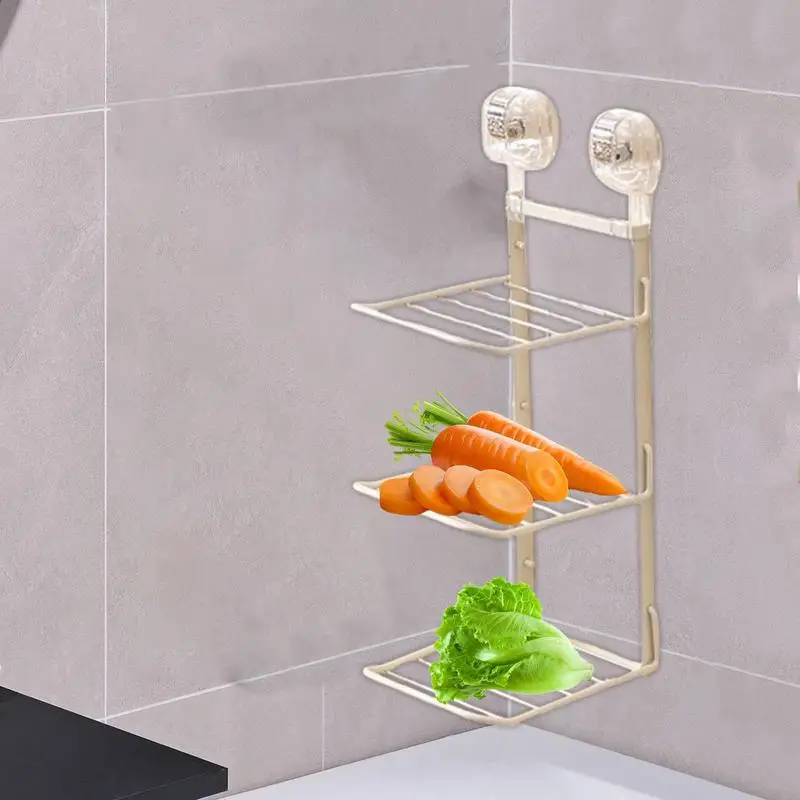 Folding Storage Shelves Wall Mounted Organizer For Kitchen Metal Organizer Shelf No Drilling Organizer For Bathroom Shower