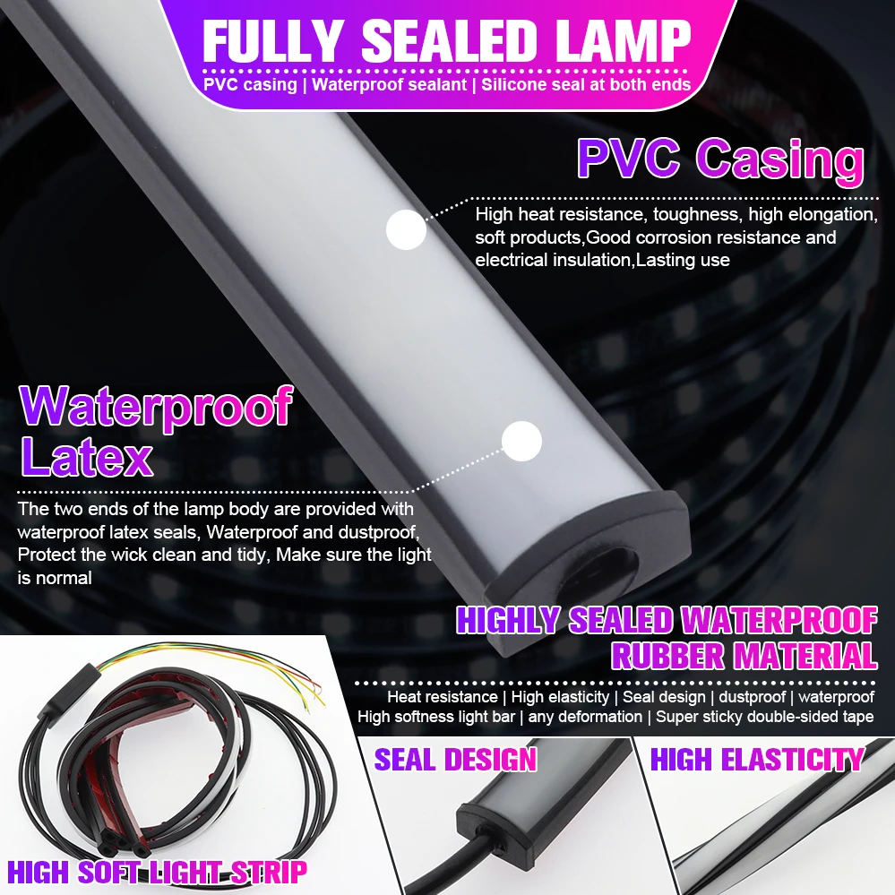 1V4 Car Grille Light Strip 144 SMD with Remote Control RGB Waterproof DRL and Turn Signal Scrolling Light Modified LED - view 4